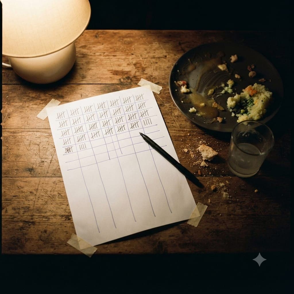 Feutre posé sur un tableau de points fait maison à moitié rempli, abandonné sur la table le soir